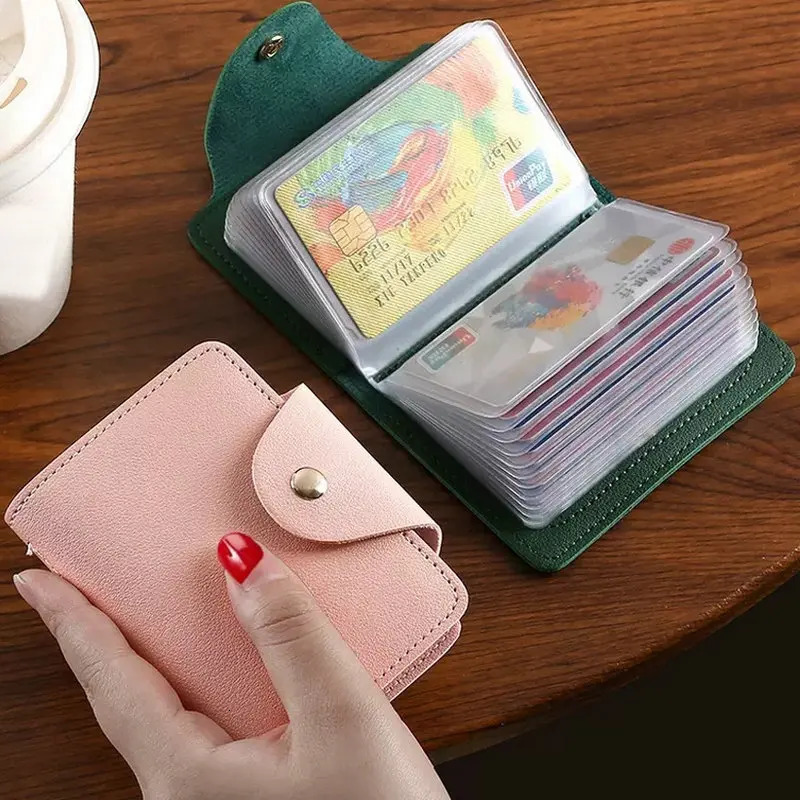 24 Bits Credit Card Holder Business Bank Pocket PU Large Capacity Cash Storage Clip Organizer Case ID Pouch 250811