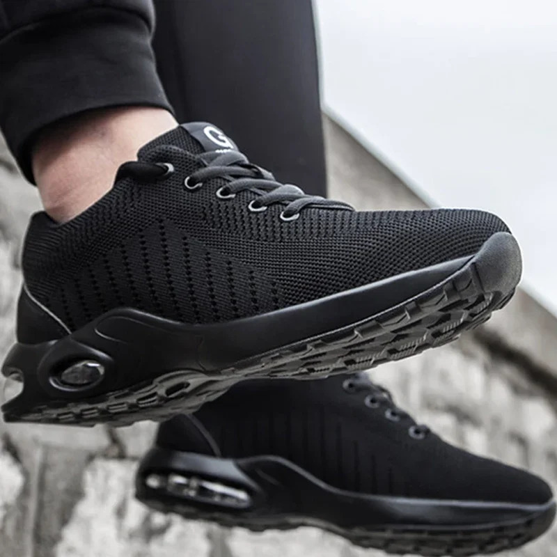 Air Cushion Steel Toe Shoes For Women Lightweight Slip Resistant Work Shoes Man Comfortable Breathable Safety Sneakers 250805