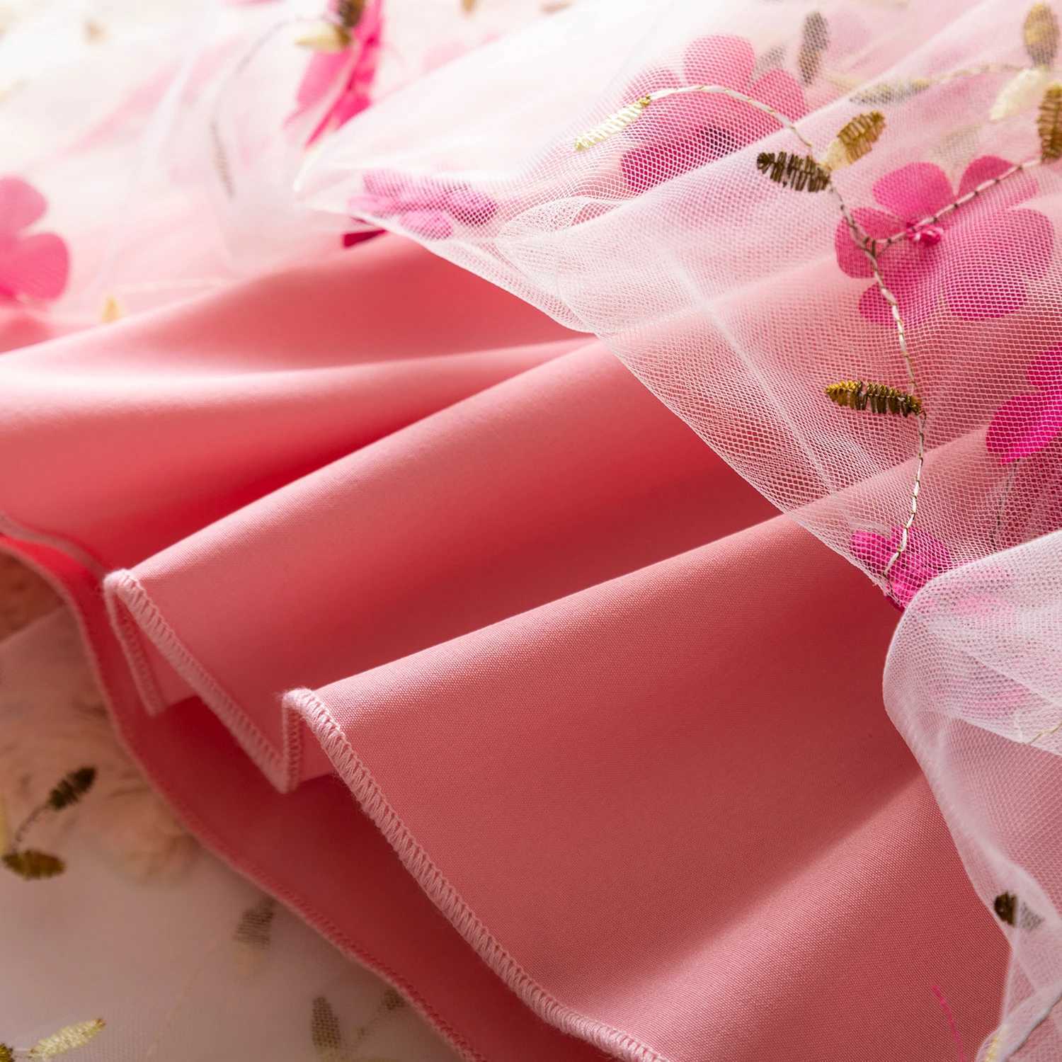 Baby Girls Summer Dresses for 3-8 Years Casual Embroidery Lace Mesh Princess Fairy Dress Kids Birthday Party Easter Dress for Girl W250811