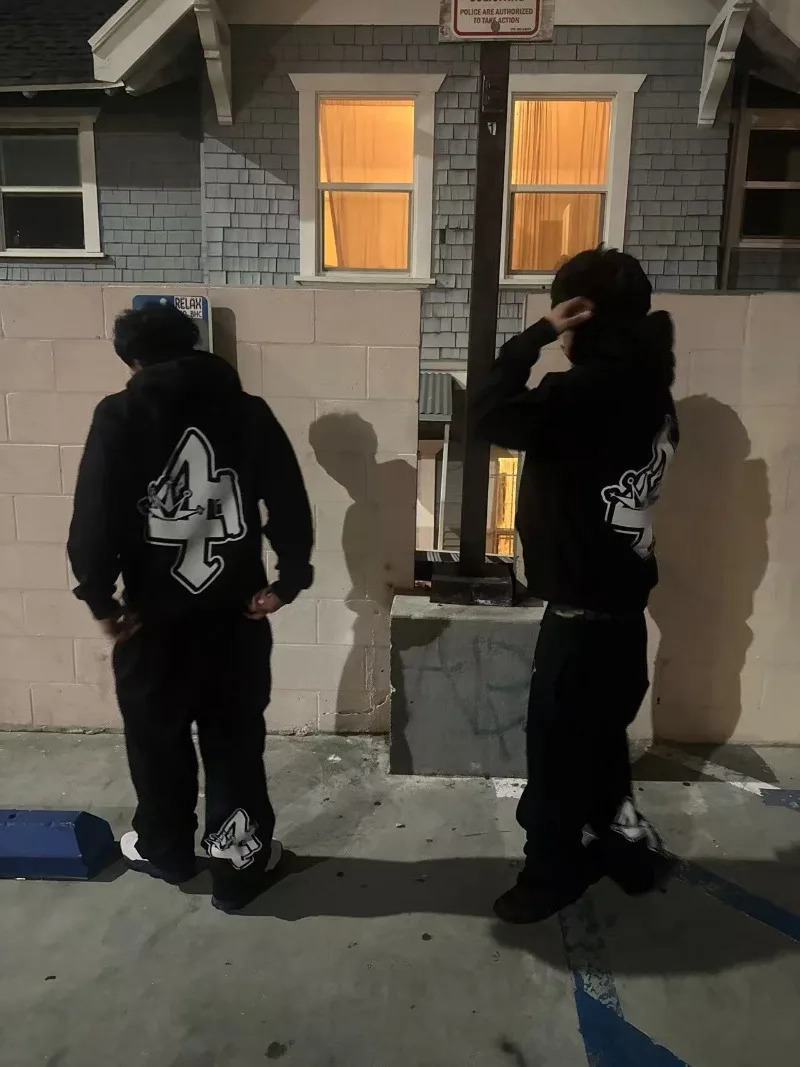 Harajuku streetwear men clothing Set style American letter print sportswear fashionable loose casual couple set 250809