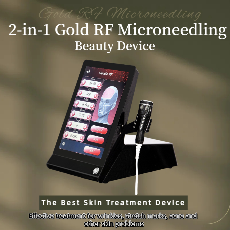Skin Care Gold RF Microneedle Device for Wrinkle Removal Anti Aging Whitening Lightening Spots Acne Marks Reducing Crow's Feet Stretch Marks