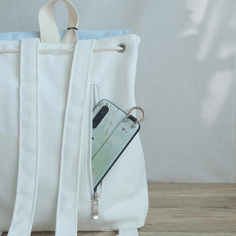 Womens Canvas Embroidered Flower Tassel Backpack Chinese Style Hanfu Casual Pendant Multi Pocket Large Capacity Girls Handbag 250811