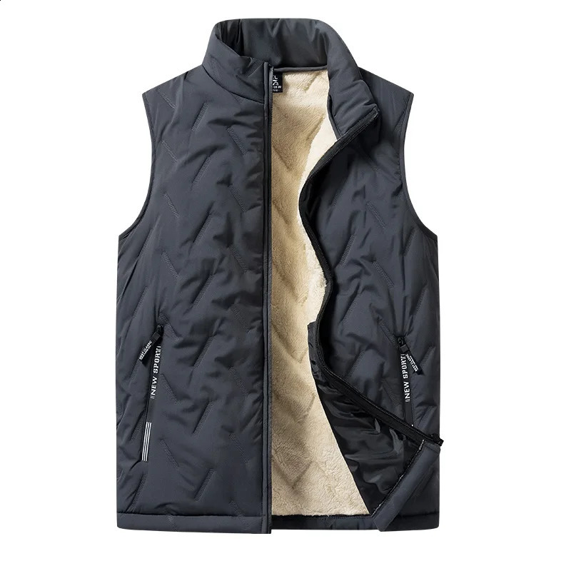 Autumn and winter fashion mens cotton vest jacket casual multifunctional plus size warm standing collar sleeveless mens top 250809