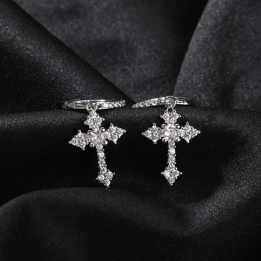 Minimalist Mini Cross Hip Hop Micro Paved 5A Zircon Unisex Personality Fashion Earrings