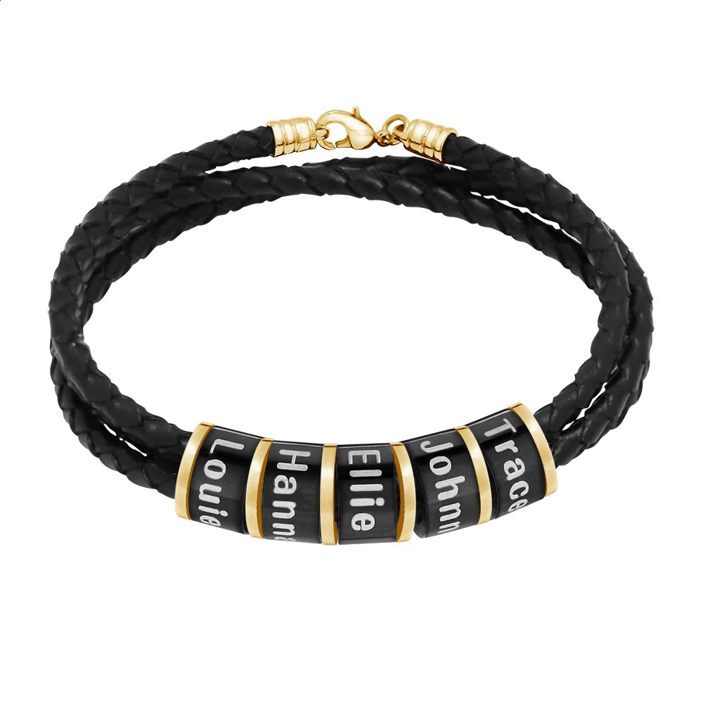 Personalized Names Men Leather Bracelet Braided Leather Bracelet Custom Family Names Bracelet Personalized Gift forFathers Day 250808
