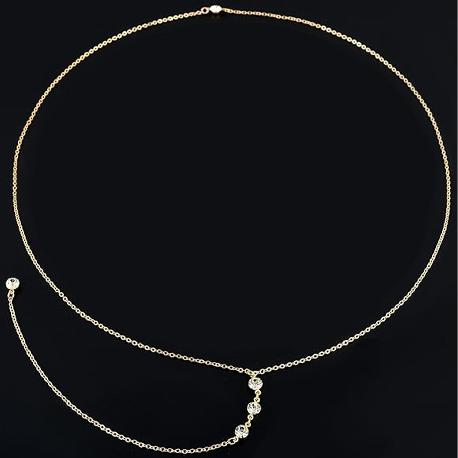 6Pcs Sexy Body Chain Belly Waist Chain Necklace Summer Beach Bikini Bra Body Jewelry for Women Gold Tone