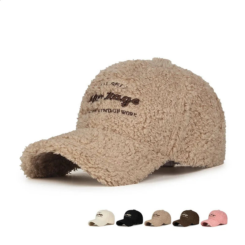 In Winter The Lamb Plush Warm Embroidered Letter Baseball Hat Shows The Face Of The Small Peaked Cap 250808