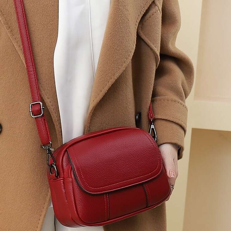 2025 New Fashionable Versatile Soft Leather for Women, Multi-layer Pocket Crossbody Bag, Practical and Super Popular Small Bag