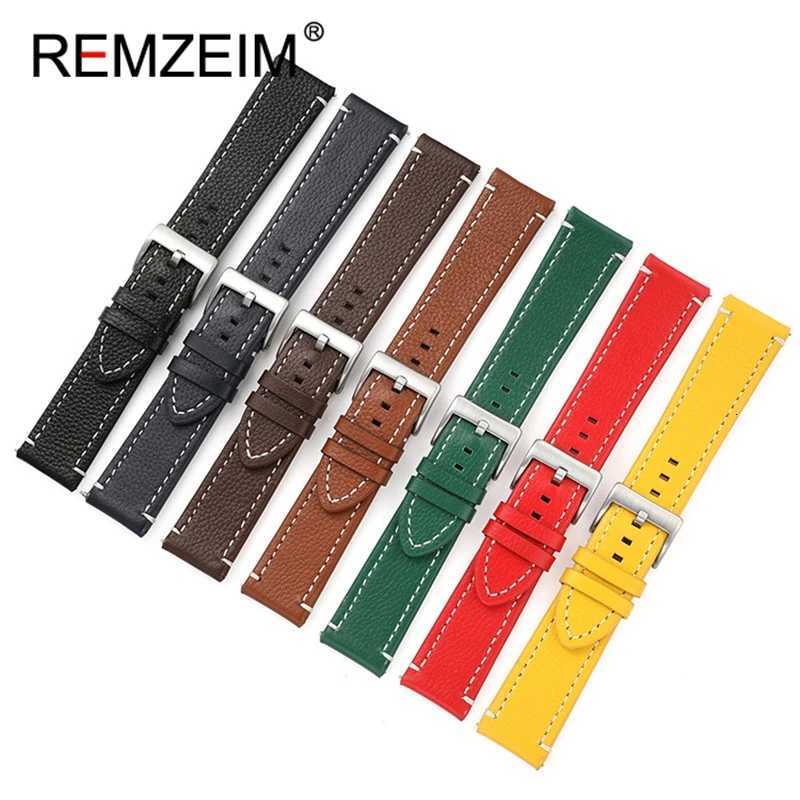 Double-sided Leather 18mm 20mm 22mm 24mm Watchband Quick Release Watch Band Strap Men Women Yellow Red Black Watch Accessories W250811