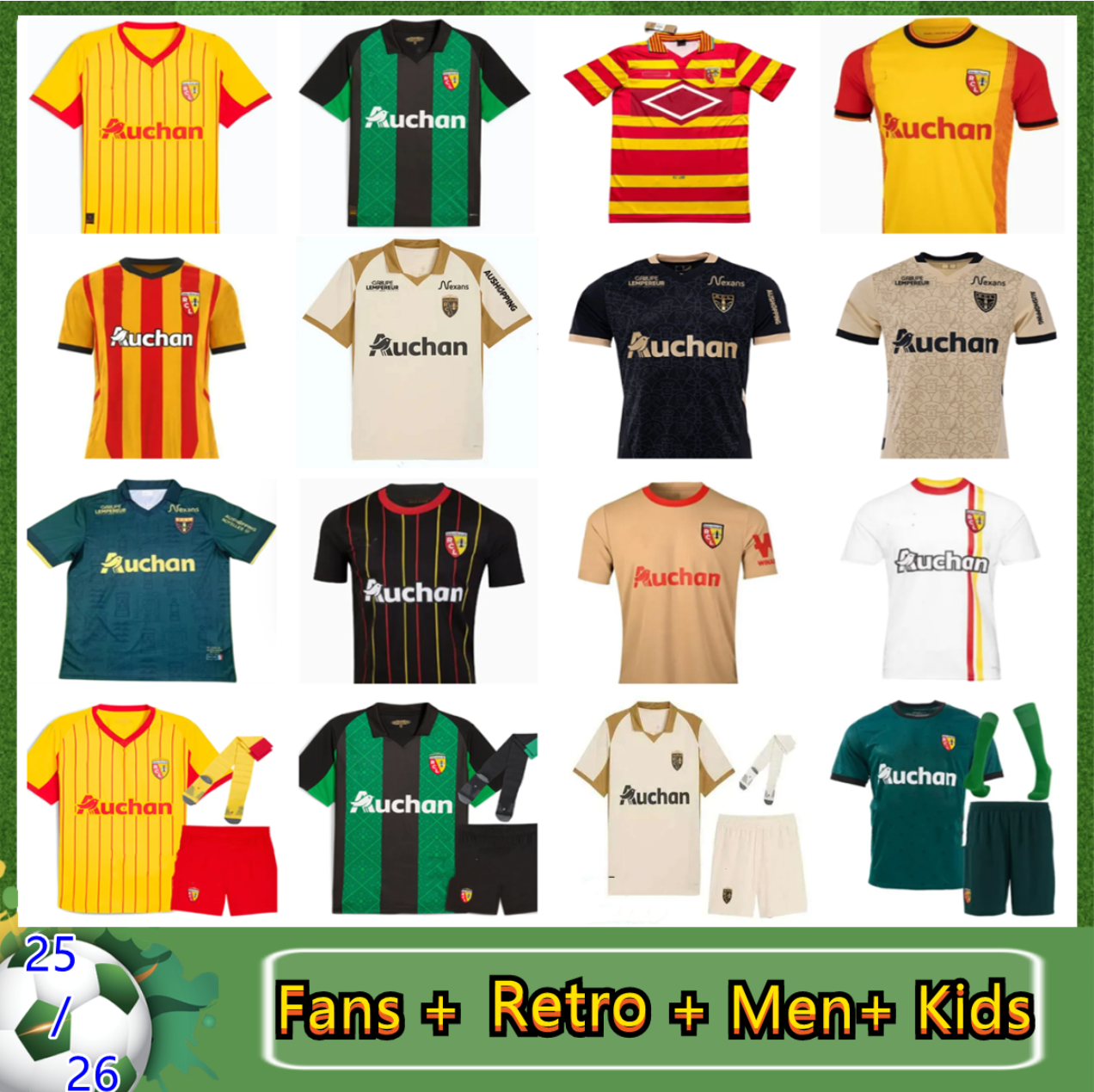 25 26 maillot Lens RC soccer jerseys NZOLA THOMASSON ZAROURY GANAGO CAHUZAC PEREZ GRADIT FORTES 24 25 26 LENS MAURICIO KAKUTA jersey Men kids socks full sets