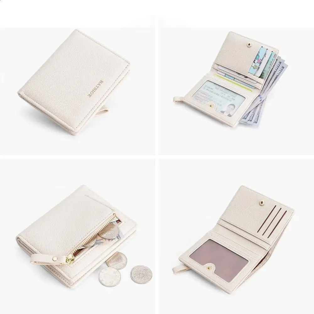 Fashion PU Leather Short Wallet Large Capacity Solid Color Card Holder Thin Womens Handbag Student Men Small Purse Mini Clutch 250809