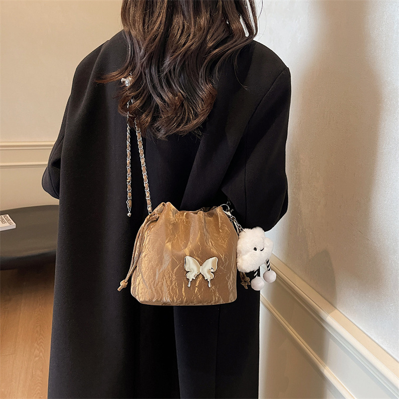 Super Popular Niche for Women 2025 New Trendy Summer Versatile Chain Crossbody Exquisite Drawstring Bucket Bag ddmymoon