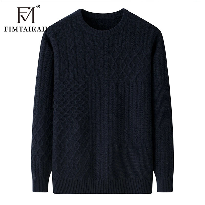 Inner Mongolia Cashmere Sweater Mens Round-neck Twisted Thickened Autumn Winter Warm Knitted 250806