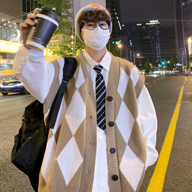 Windproof Open Front Button V Neck Vest Waistcoat Men Warm Soft Coat Autumn Winter Top Sleeveless Basic Casual Knit Cardigan 250809