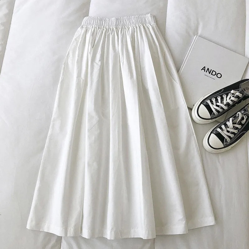Women Black skirt midi High waist korean style Pleated a line Vintage Clothing 2025 Summer Casual Fashion Ladies Work Wear 250809