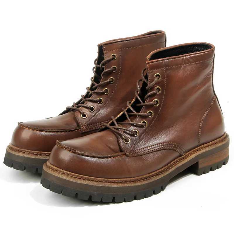 YETTIES American Vintage Workwear Boots Martin Boots Mens Winter High-top Leather Boots Mid-top Short Boots W250811