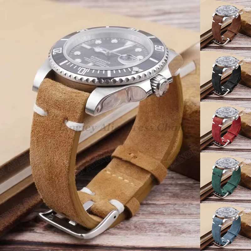 18mm 20mm 22mm Suede Leather Strap for Seiko for Huawei Watch GT3/GT4 Vintage Watch Band Handmade Stitching Wristbands W250811