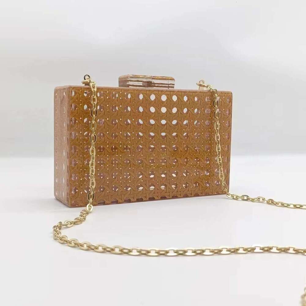 Hot-Selling New Rattan Acrylic Evening Clutch Shoulder Crossbody Wedding Fashion Women's Bag