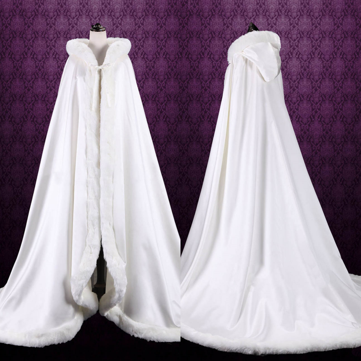Customized Winter Long Wedding Cloak Fur Cape Wedding Capes Warm Floor Length Bride Shawl Coat Bridal Wraps Acessories