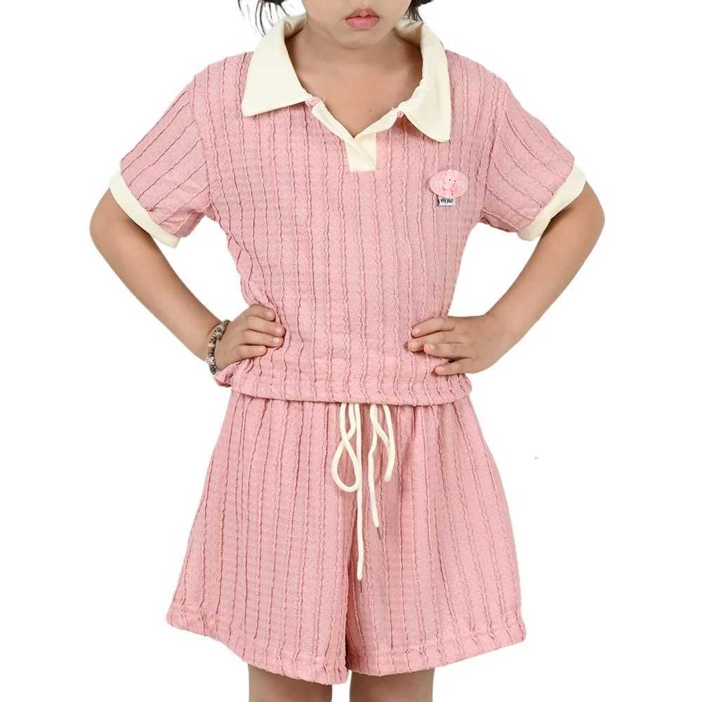New Girls Clothes Set Children Cute Sweet Short Sleeved Top And Pants Summer Fashion Casual Kids Outdoor Sports Set Z250811