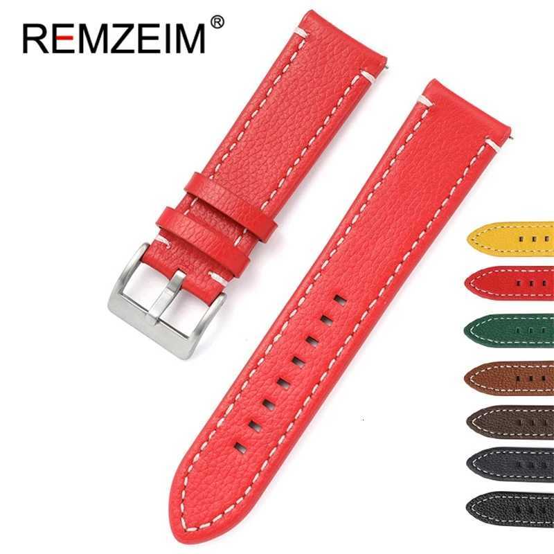 Double-sided Leather 18mm 20mm 22mm 24mm Watchband Quick Release Watch Band Strap Men Women Yellow Red Black Watch Accessories W250811