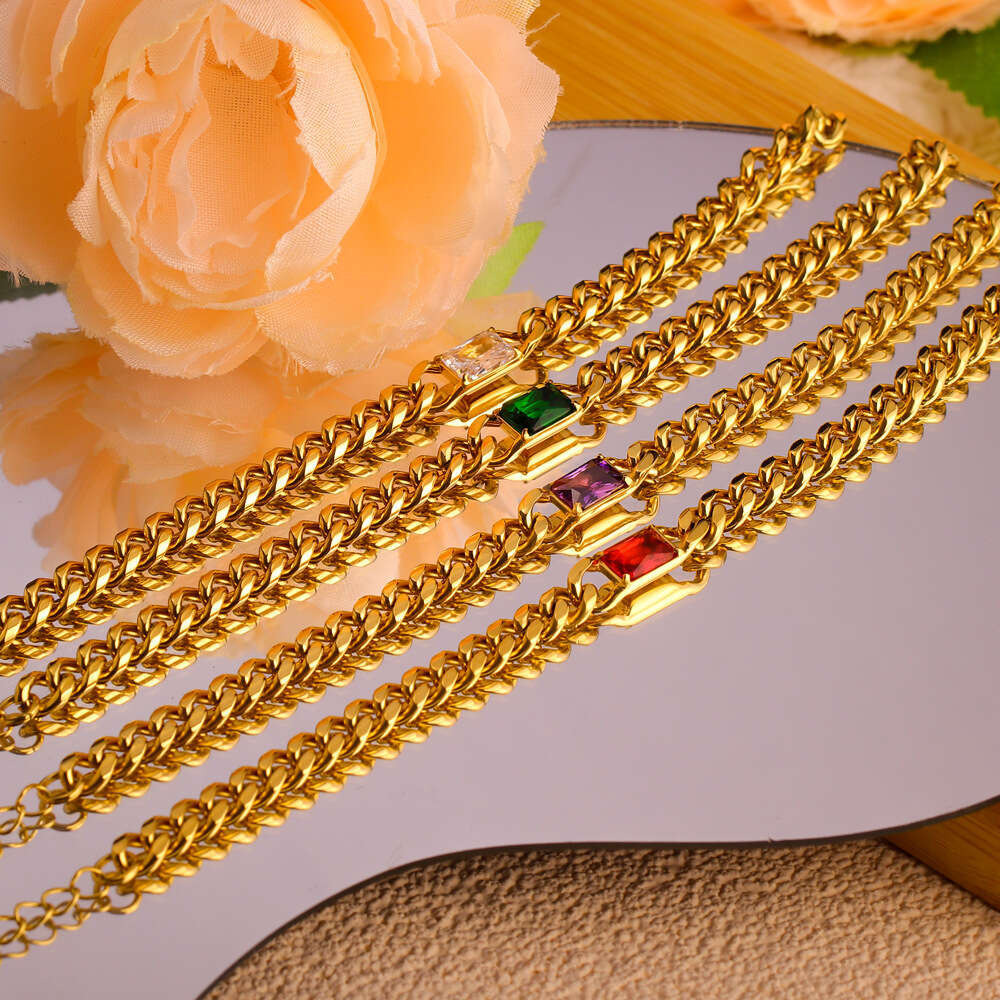 Fashion Dia-Encrusted Bracelet Gold Stainless Jewelry Niche Korean Style Women's Simple Titanium Steel Accessories