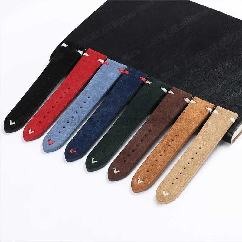 18mm 20mm 22mm Suede Leather Strap for Seiko for Huawei Watch GT3/GT4 Vintage Watch Band Handmade Stitching Wristbands W250811