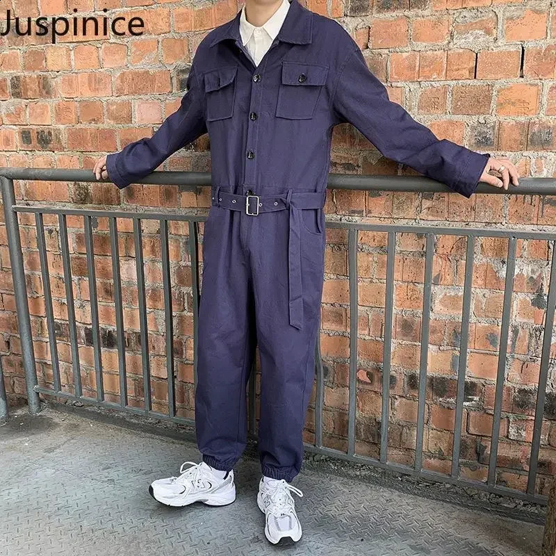 Japanese Retro Workwear Jumpsuit Mens Loose High Street Personality Casual Simple Hiphop Jumpsuits Men Bottom Male Clothes 250729