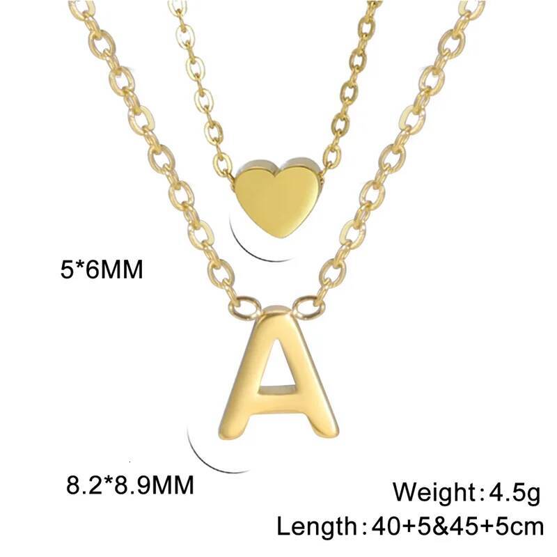 Fashion Tiny Heart Initial Gold Sier Color Multilayer Letter Choker Necklace For Women Charm Pendant Jewelry Gift Jewelry for Women