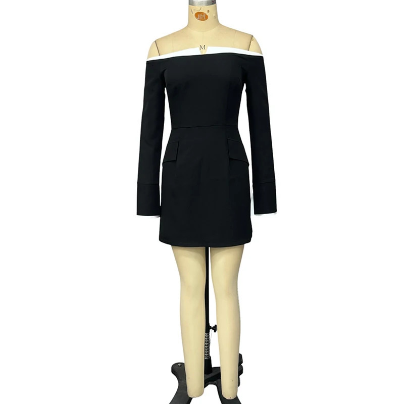 Wefads Evening Dresses Women Sexy Fashion Solid Long Sleeve Off Shoulder Strapless Nipped Waist Skinny Formal Occasion 250811