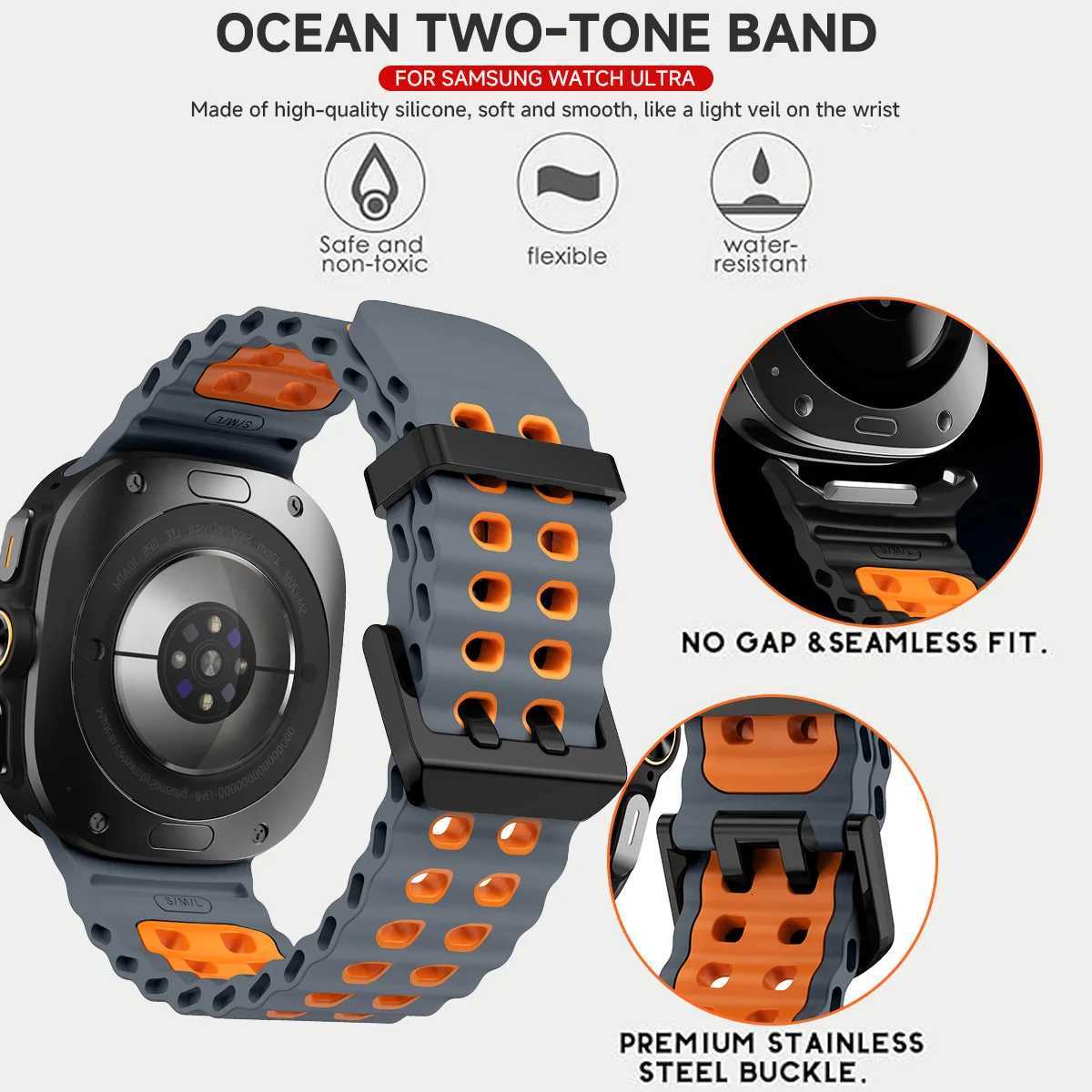 Nev Marine Silicone Strap For Samsung Watch Ultra 47mm Bracelet No Gaps Sport Two-tone Band For Galaxy 7 Ultra Watchband Straps W250811