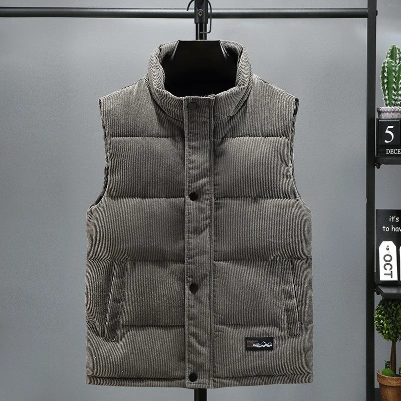 Corduroy Mens Vest Down Cotton Autumn and Winter Thickened Couples Jacket 250809