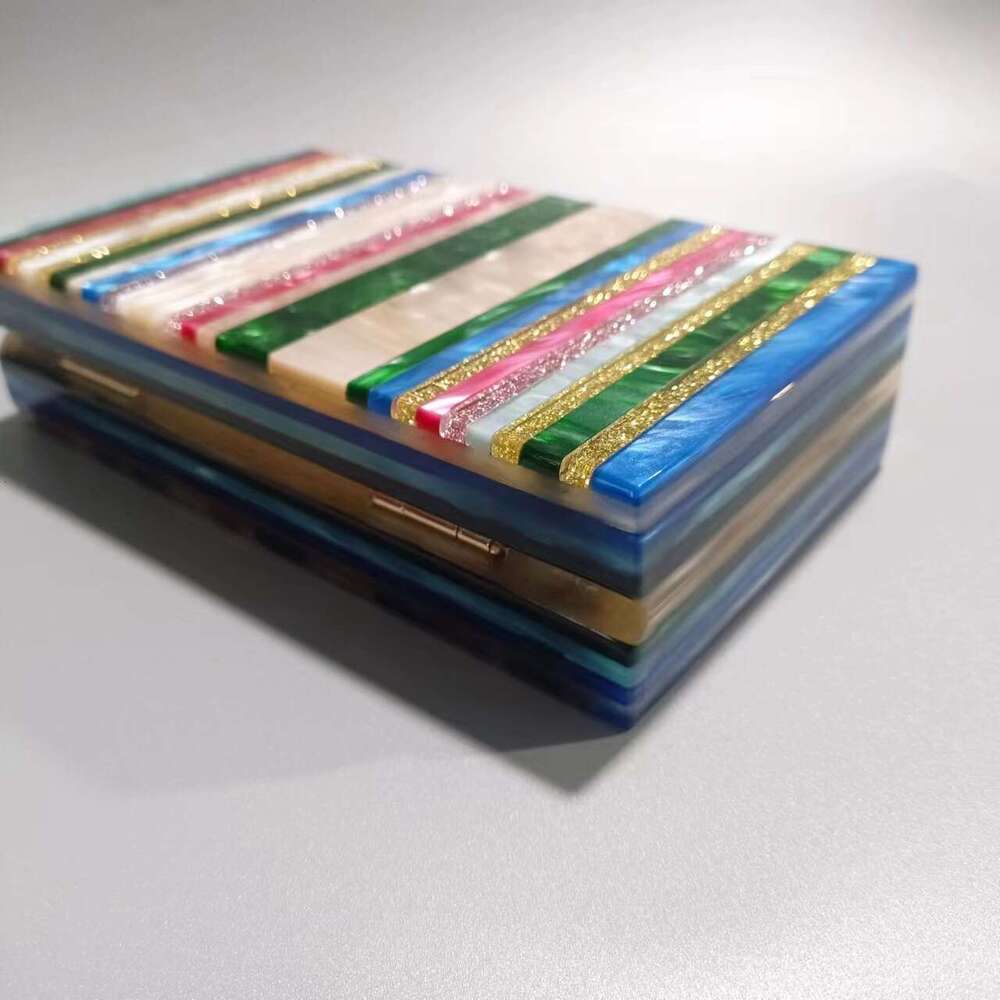 New Single Shoulder Crossbody Fashionable Women's Color-Block Striped Acrylic Bag Party Clutch