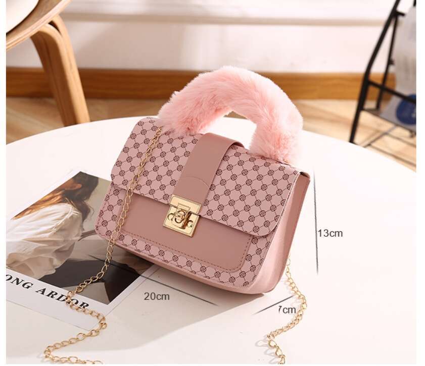 Designer Bags Plush Small Square Fashionable Handbag, Chain , Printed Crossbody Bag,Hot selling Fashion Shoulder Bag Mobile Phone Bag Autumn Ladies Ha
