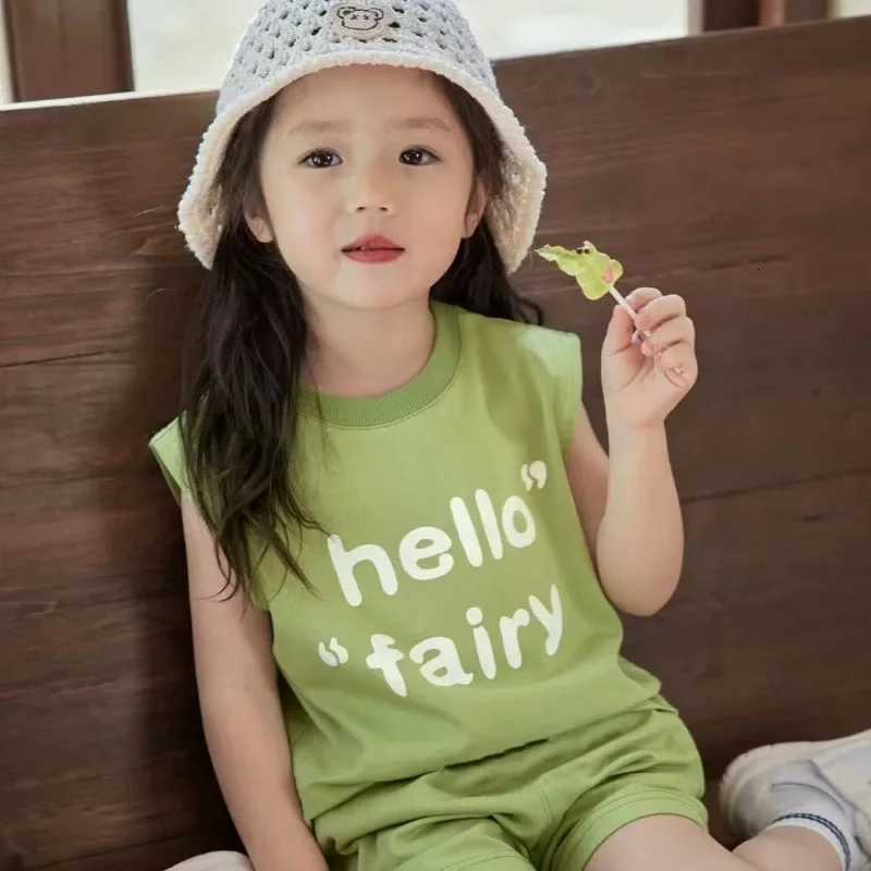 2PCS Kids Set Summer Cotton Girls Tops +Shorts Pants Baby Sleeveless Vest T-shirt Childrens Clothing Z250811