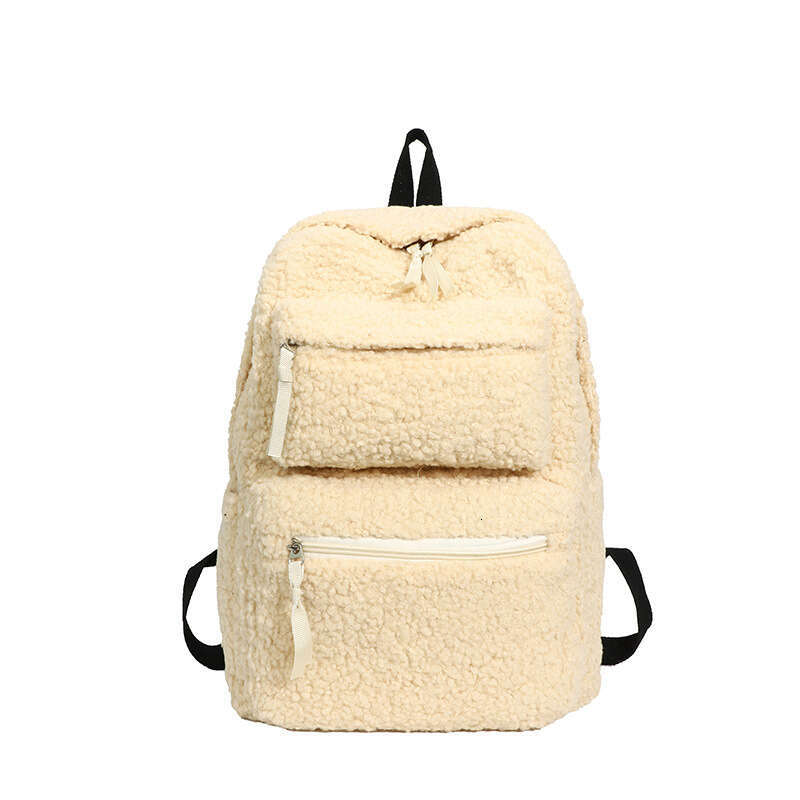 Designer Bags Autumn Winter Rainbow Plush Backpack Women, Style Plaid Furry Double Shoulder Bag For Girls