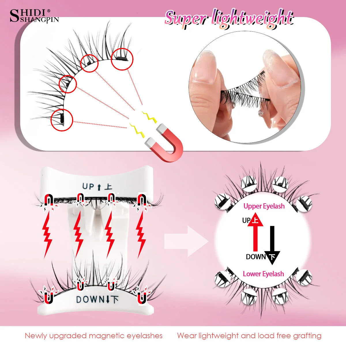 2/1 pair Reusable Magnetic Eyelashes Natural Curler Eyelash Extension Tweezers Set Easy to use Glue Free False 3D Mink Eyelashes 250805