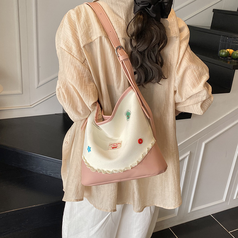 2025 New Trendy Color-Block Commuter Bucket for Women, Cute Versatile Light Luxury Single Shoulder Crossbody Bag ddmymoon