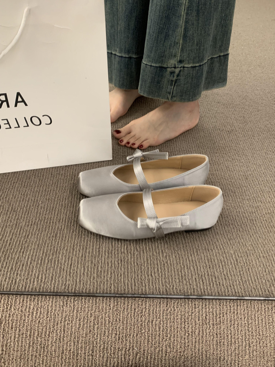 French satin ballet shoes 2025 designer's new comfortable single shoe