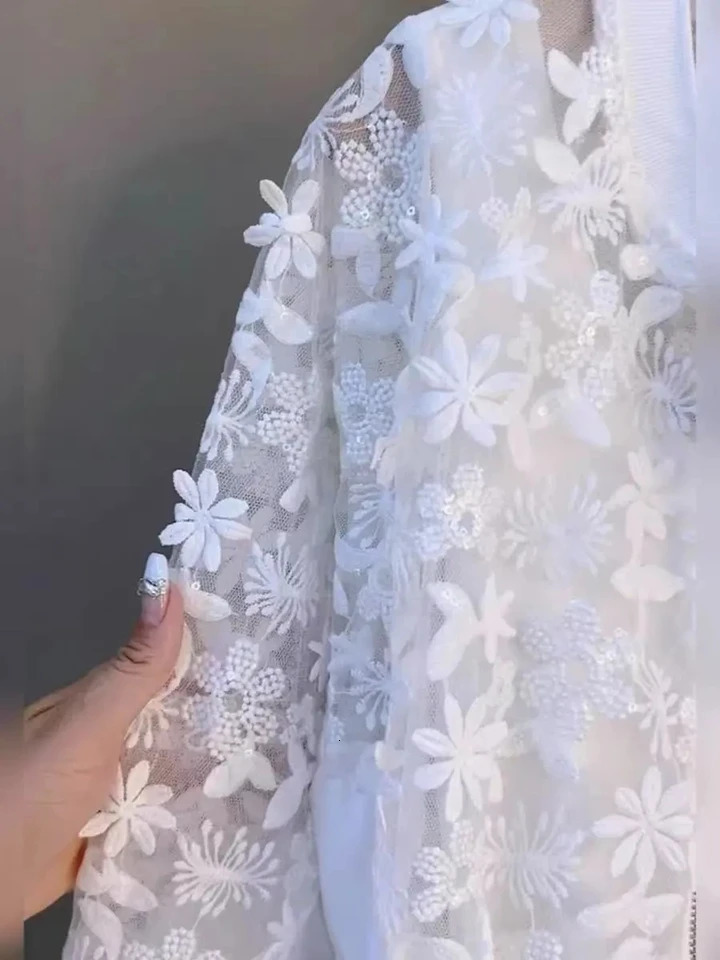 Summer y Flower Windbreaker Large Size WomenS Trench Coat Fashionable Slim Lace Splicing LongSleeved Jacket Outwear 250809