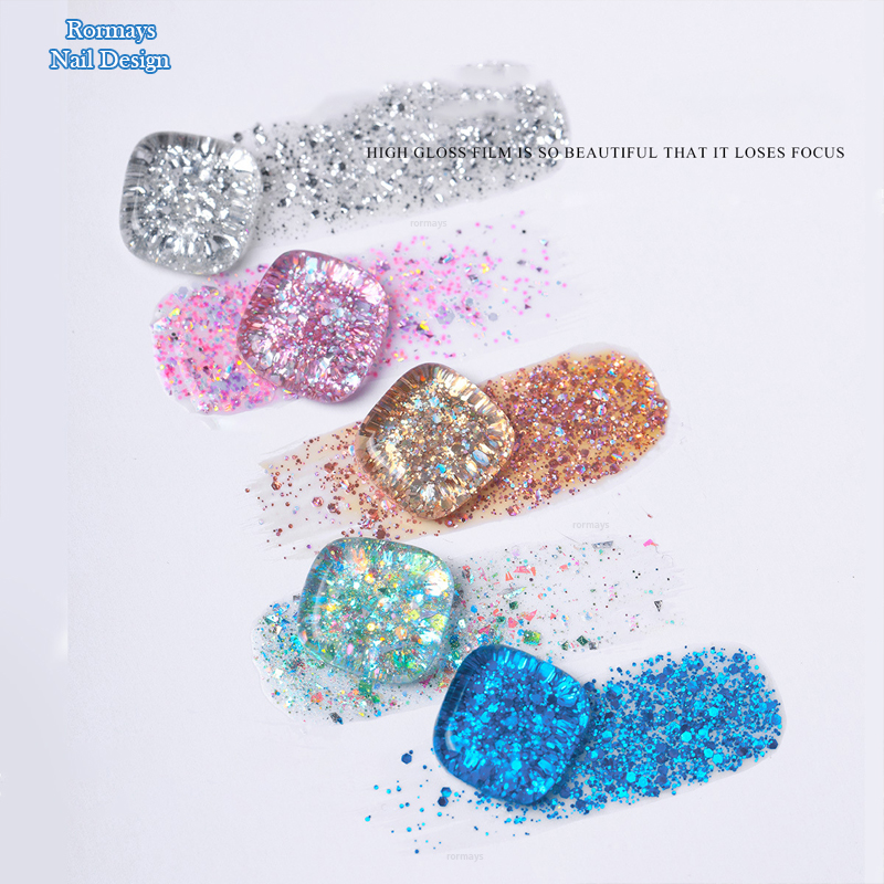 Rormays Bears Sequins gel Polishing 20PCS Mixed Varnish Semi Permanent Popular UV Shiny Color Sequins Gel Nail Salon Primer Finish Wholesale Factory