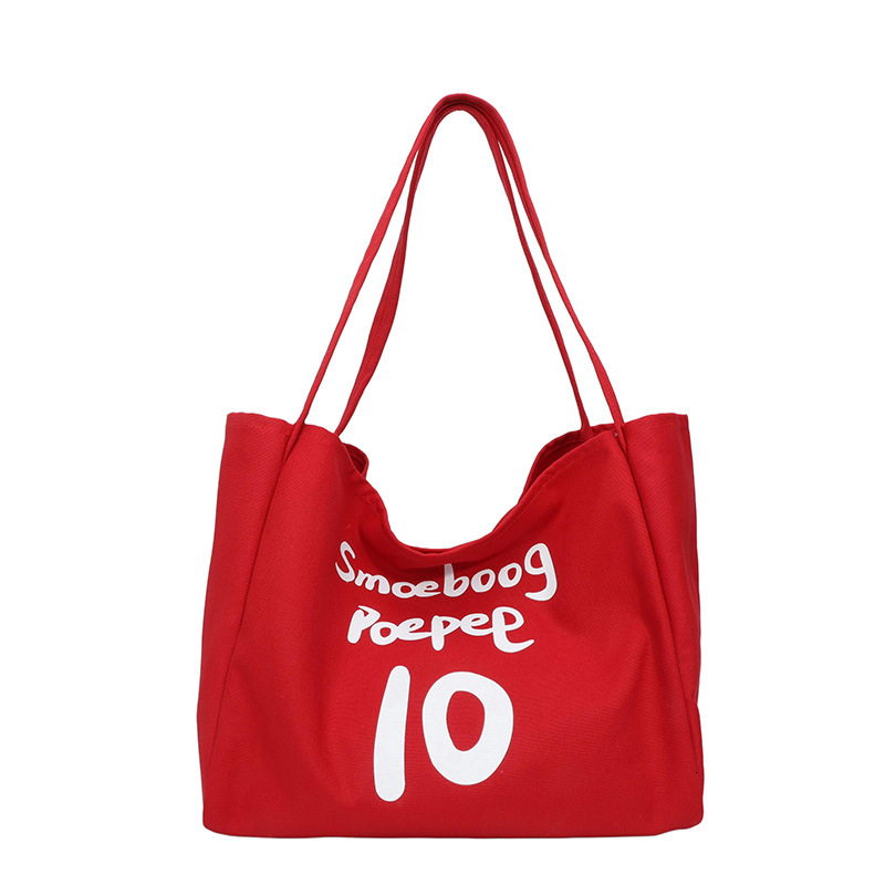 Tote Korean and Japanese Ins Thick Strap Versatile Large Capacity Lazy Style Single Shoulder Simple Letter Canvas Bag Handbag ddmymoon