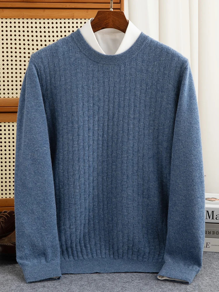 100% Pure Cashmere Sweater Men O-Neck Pullover Autumn Winter Soft Long Sleeve Casual Large size Base Shirt Youth Knit Tops 250806