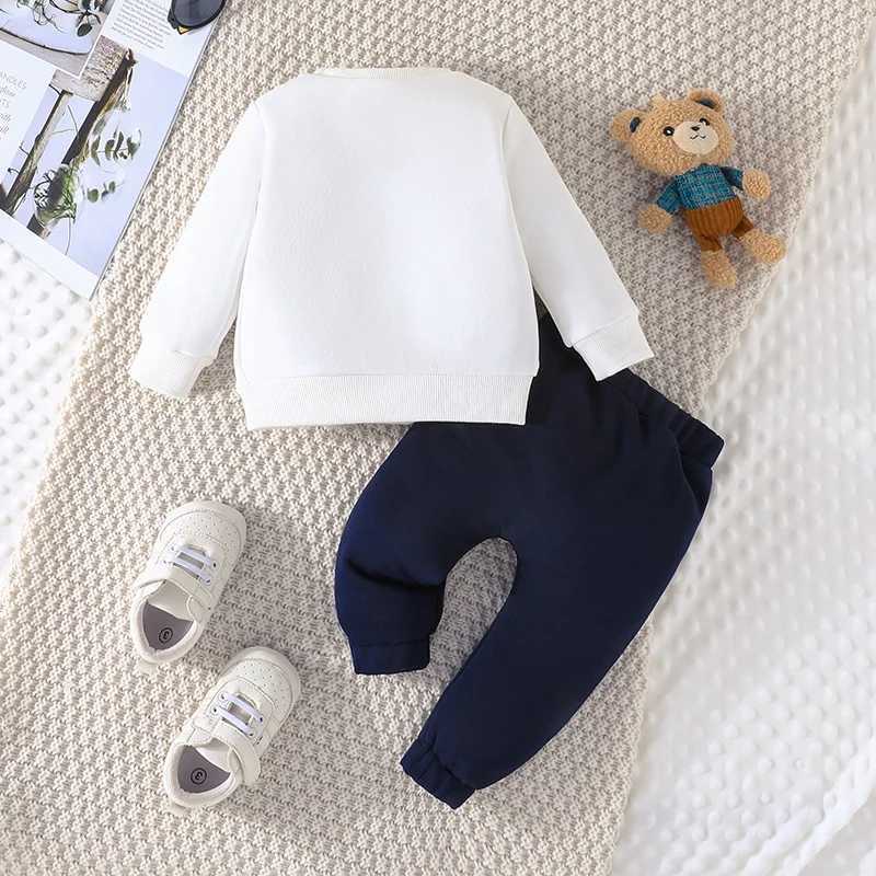 3-24 Months Casual Bear Long Sleeve Tee and Navy Pants Outfit Toddler Infant Clothing Set Kids Wear Z250811