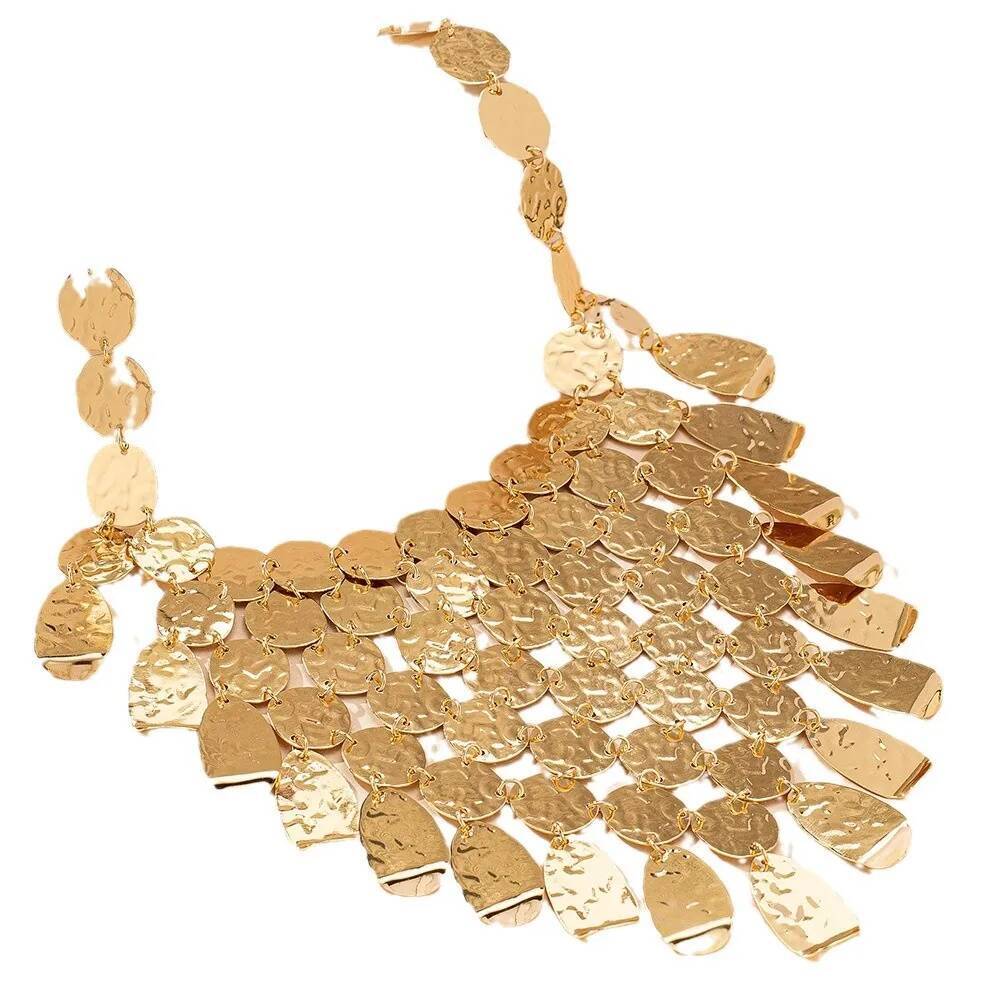 Metallic Sequin Geometric Pendant Necklace Chain Women Girls Gifts Fashion Jewelry Hot Sale Party Gift 2025 New Style Jewelry for Women