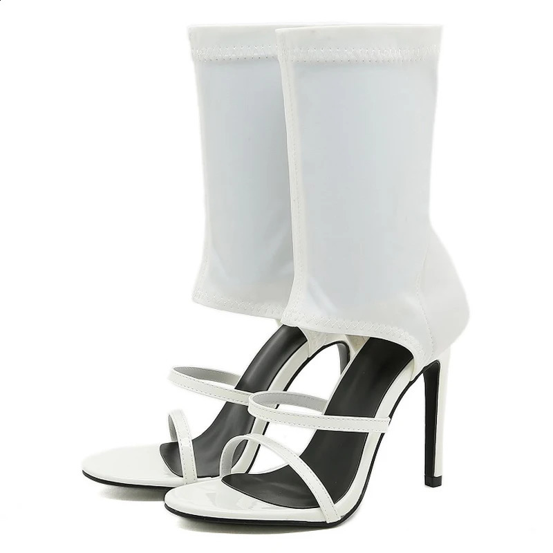 Eilyken Sexy Spring Autumn Stretch Boots High Heels Women Sandals Fashion Peep Toe Ankle Strap Hollow Pumps Pole Dancing Shoes 250805