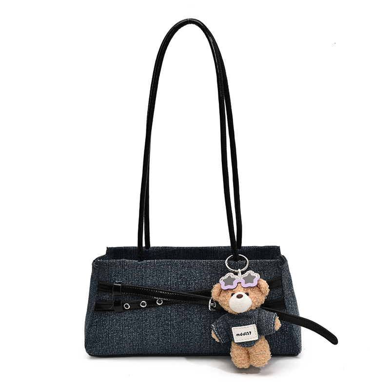 2025 Autumn New Niche Denim Handbag Women's Shoulder Bag Niche Design New Fashion Collage Color Block Armpit Bag Autumn New Designer Bag Women�