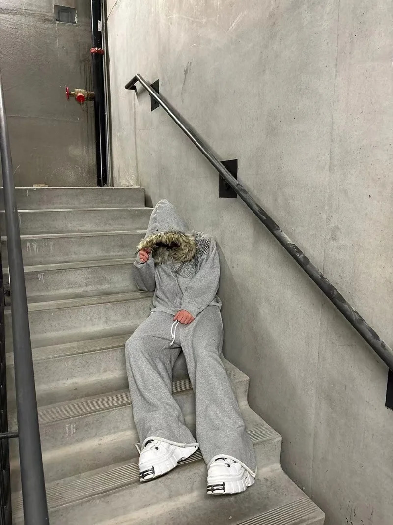 American Gothic Skeleton Bone Pattern Oversized Hoodie Mens Y2K Street Hip Hop Loose and Versatile Harajuku Zipper Women 250808