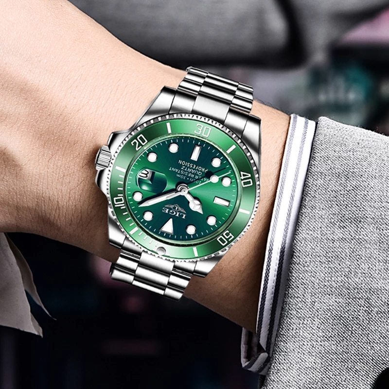 LIGE Top Brand Luxury Fashion Diver Watch Men 30ATM Waterproof Date Clock Sport Watches Mens Quartz Wristwatch Relogio Masculino Business watch