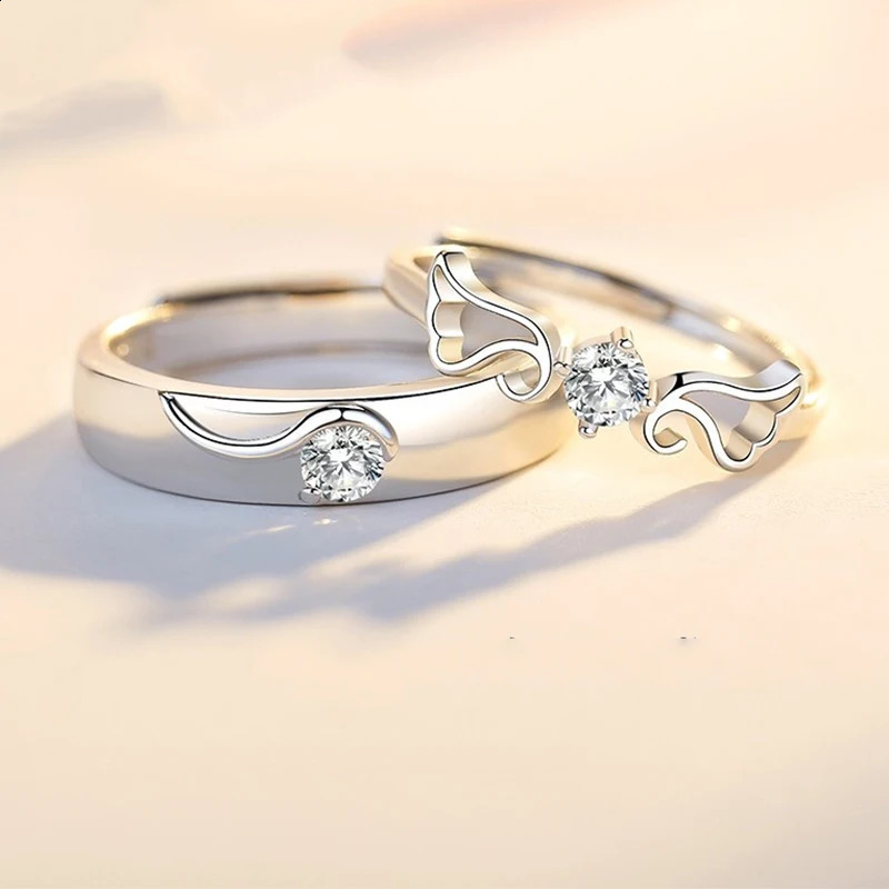 High-quality Couple Wedding Ring for Woman Men 2Pcs Love Heart Zircon Adjustable Rings Fashion Stainless Steel Engaged Jewelry 250805